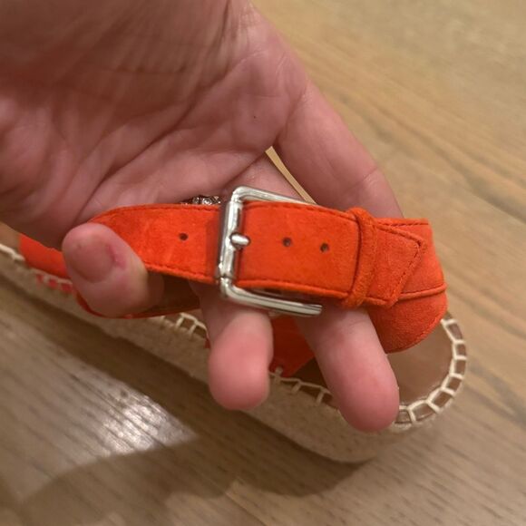 NEW Women's orange/Red Suede Espadrille Sandals game day football Clemson 9 - Picture 10 of 10